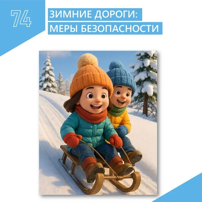Дети на санках КАРТОЧКА